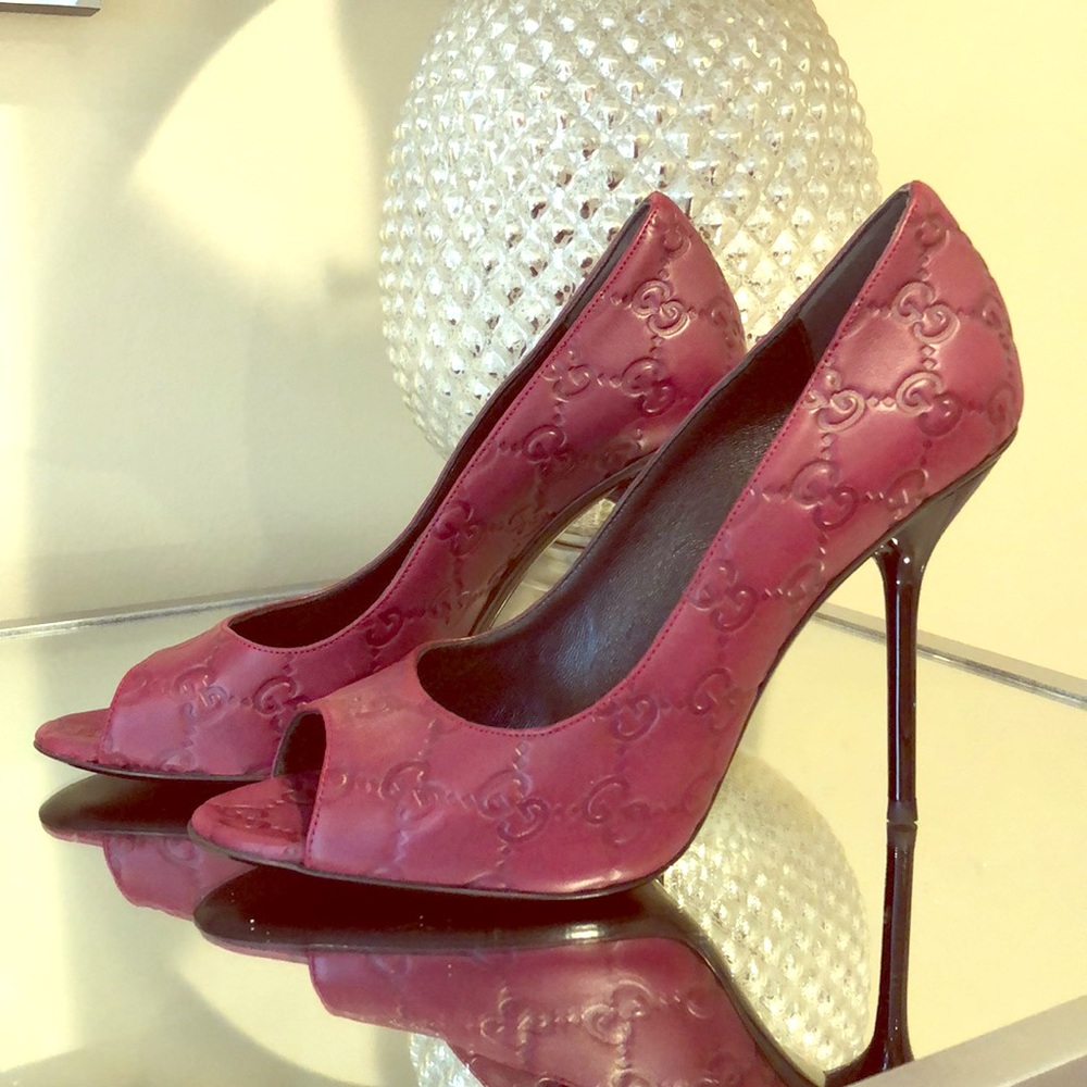 Gucci Guccissima Monogram Peep Toe Heels